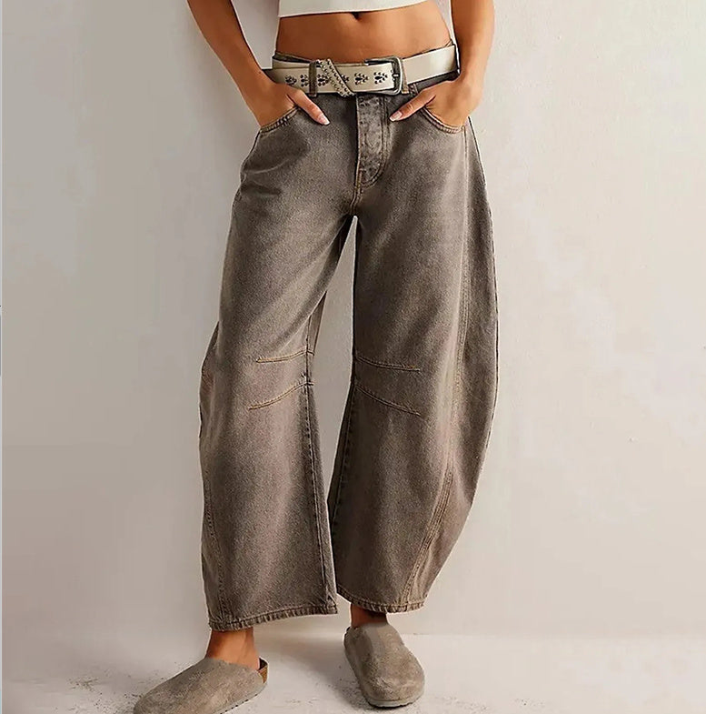 Jeans à taille moyenne, en forme de jambe large | en forme de taille moyenne | décontracté | taille moyenne