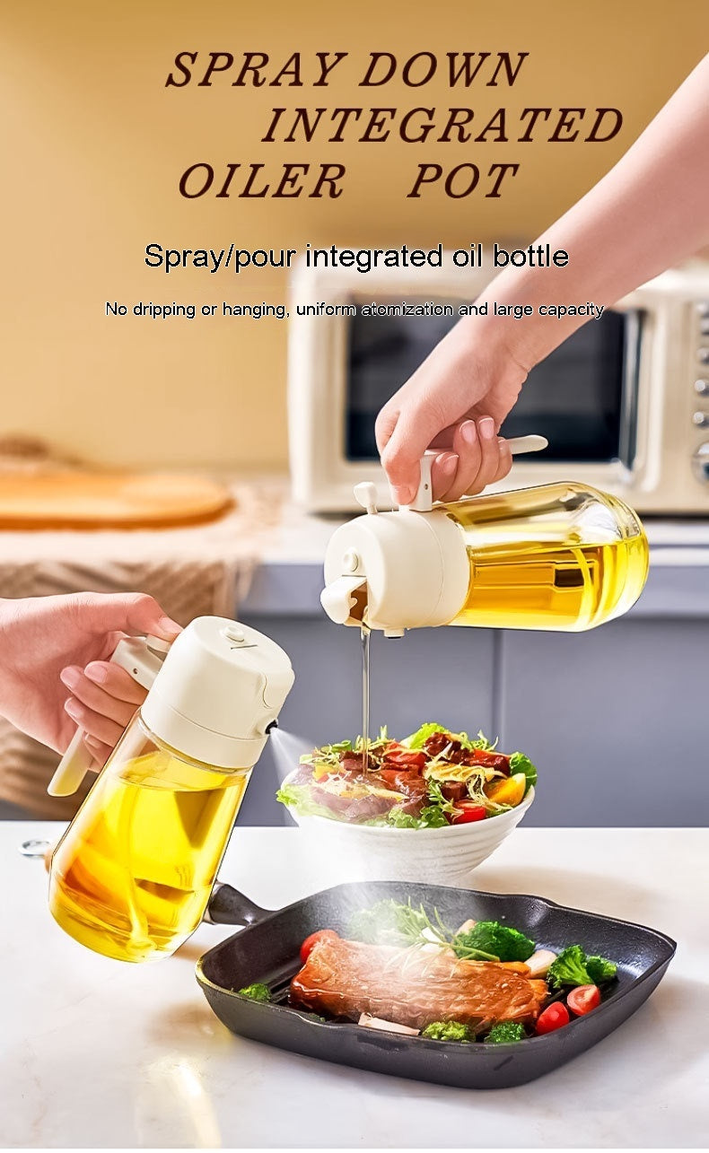 470ML Pulvérisateur d'huile d'olive pour cuisson BBQ 2 en 1 Verre Vinaigre Sauce Soja Bouteille d'huile de cuisine pour friteuse