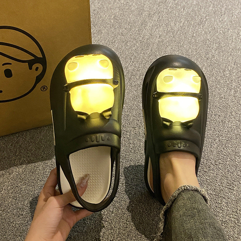 Pantoufles d'été femmes, pantoufles mignonnes 2024 avec lampe panda sandales d'été pour femmes