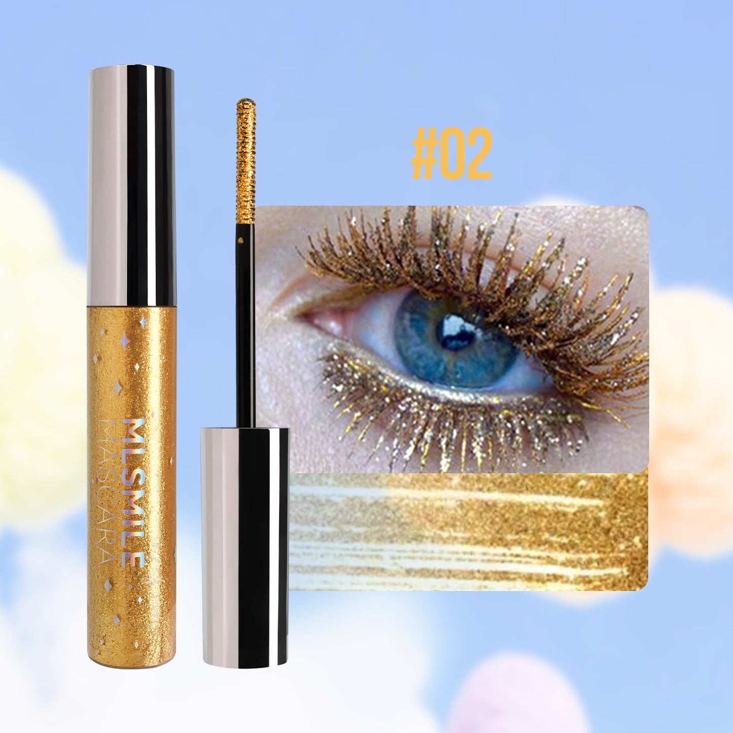 Mascara de couleur nacré mince et scintillant imperméable pas maculé