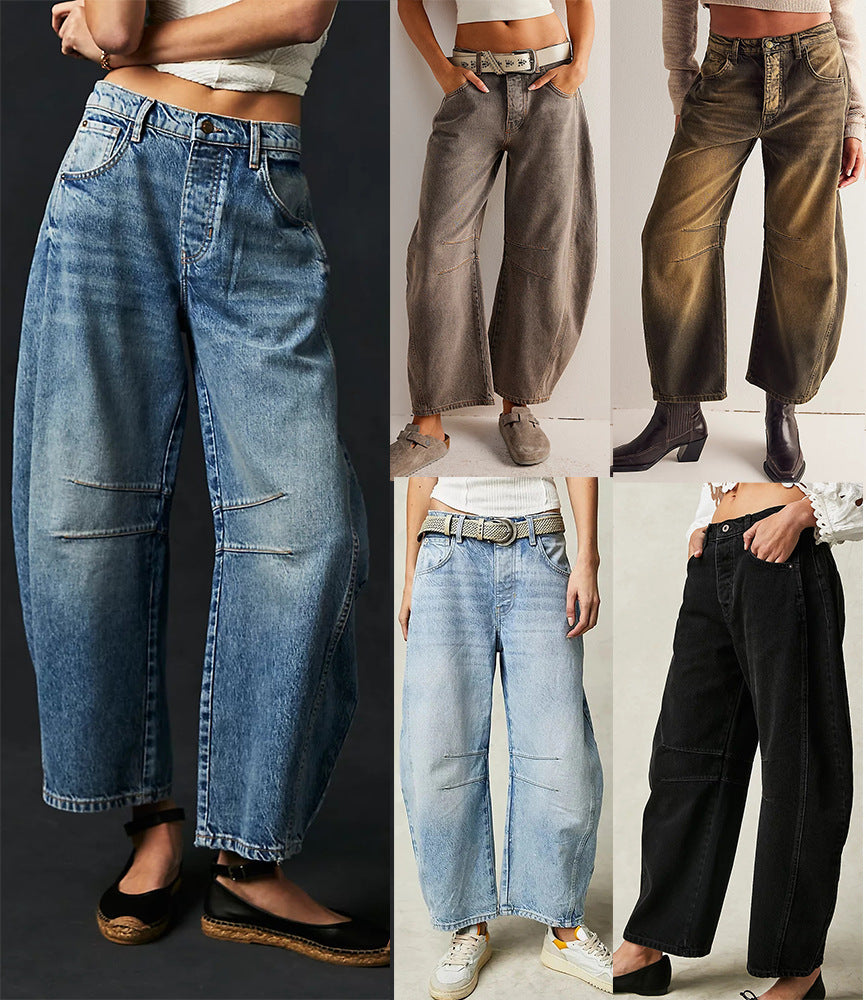 Jeans à taille moyenne, en forme de jambe large | en forme de taille moyenne | décontracté | taille moyenne
