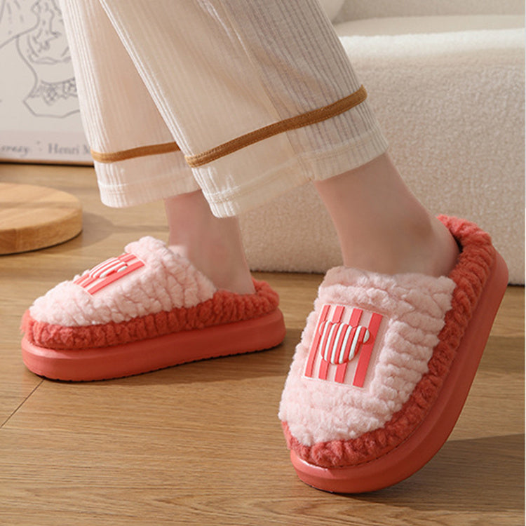 Nouvelle couleur assortie à l'agneau pantoufles d'intérieur Couple antidérapant de plancher de chambre à coucher chaussures de maison chaudes d'hiver pour femmes hommes