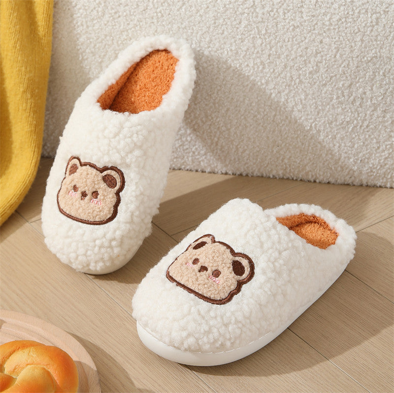 Pantoufles d'ours de dessin animé pour couples, pantoufles chaudes de plancher antidérapantes pour la maison des hommes et des femmes | chaussures de maison