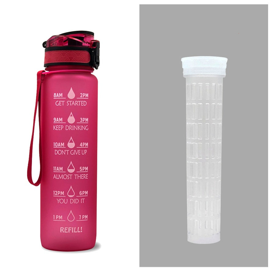 1L Tritan Bouteille D'eau Avec Marqueur de Temps Rebond Couverture de Motivation Bouteille D'eau Vélo Étanche Tasse Pour Les Sports De Fitness Bouteilles