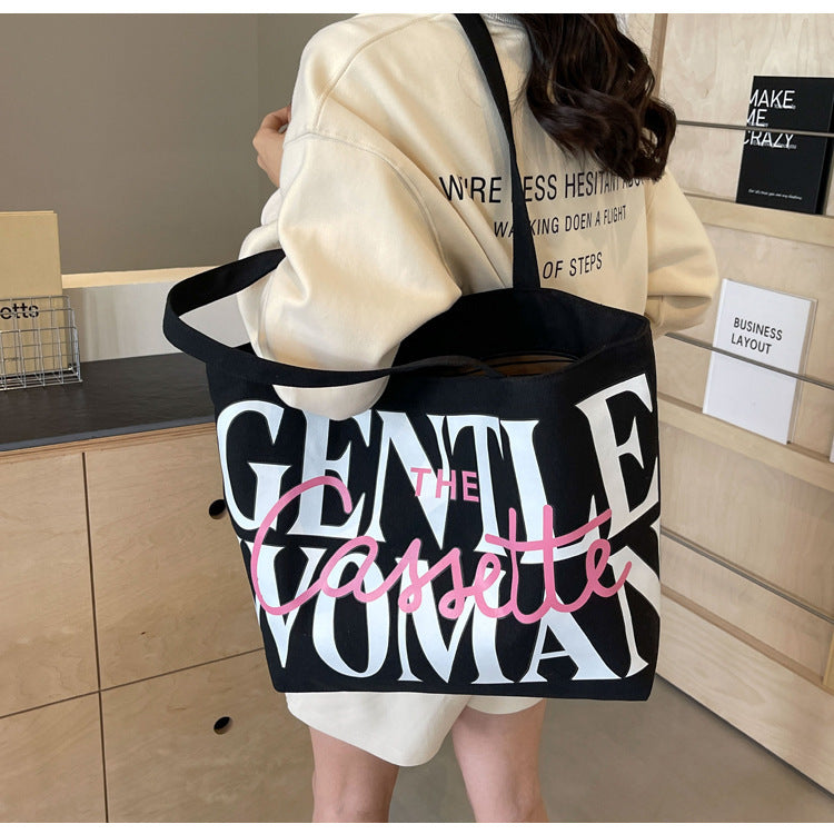 Lettre imprimée fourre-tout à la mode grande capacité sacs en toile pour femmes sac à main mignon doux sac à bandoulière