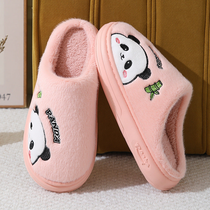 Mignon Cartoon Panda Pantoufles Accueil Hiver Chaud-plancher à semelles Chambre Pantoufle Couples Maison Chaussures