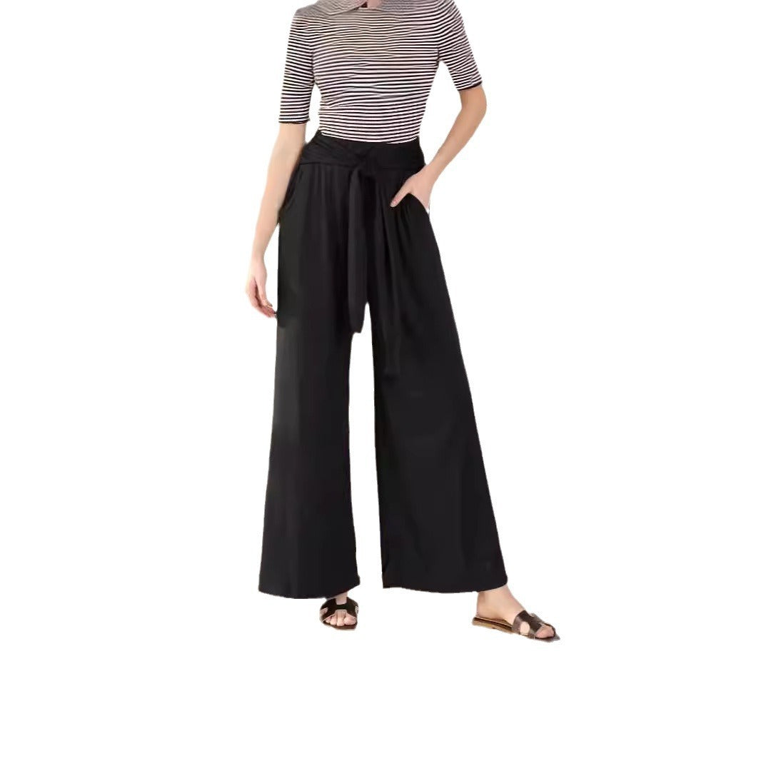 Pantalon à lacets de couleur unie pour femme