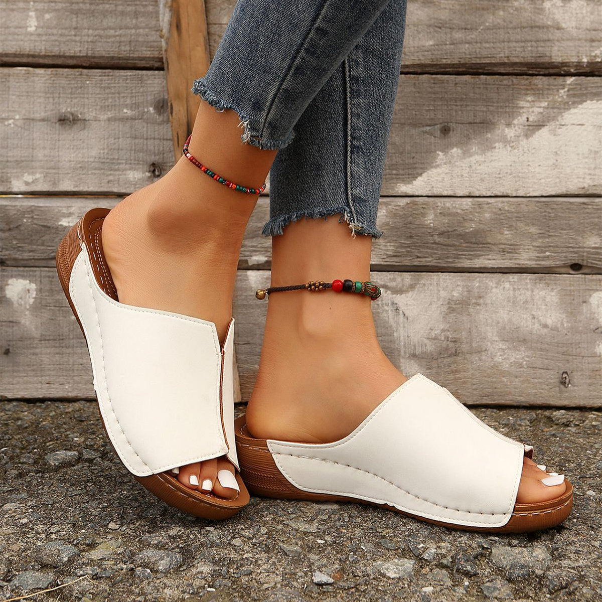 Sandales à semelles épaisses d'été, sandales à semelles compensées décontractées | chaussures d'extérieur à bout ouvert | pour femmes