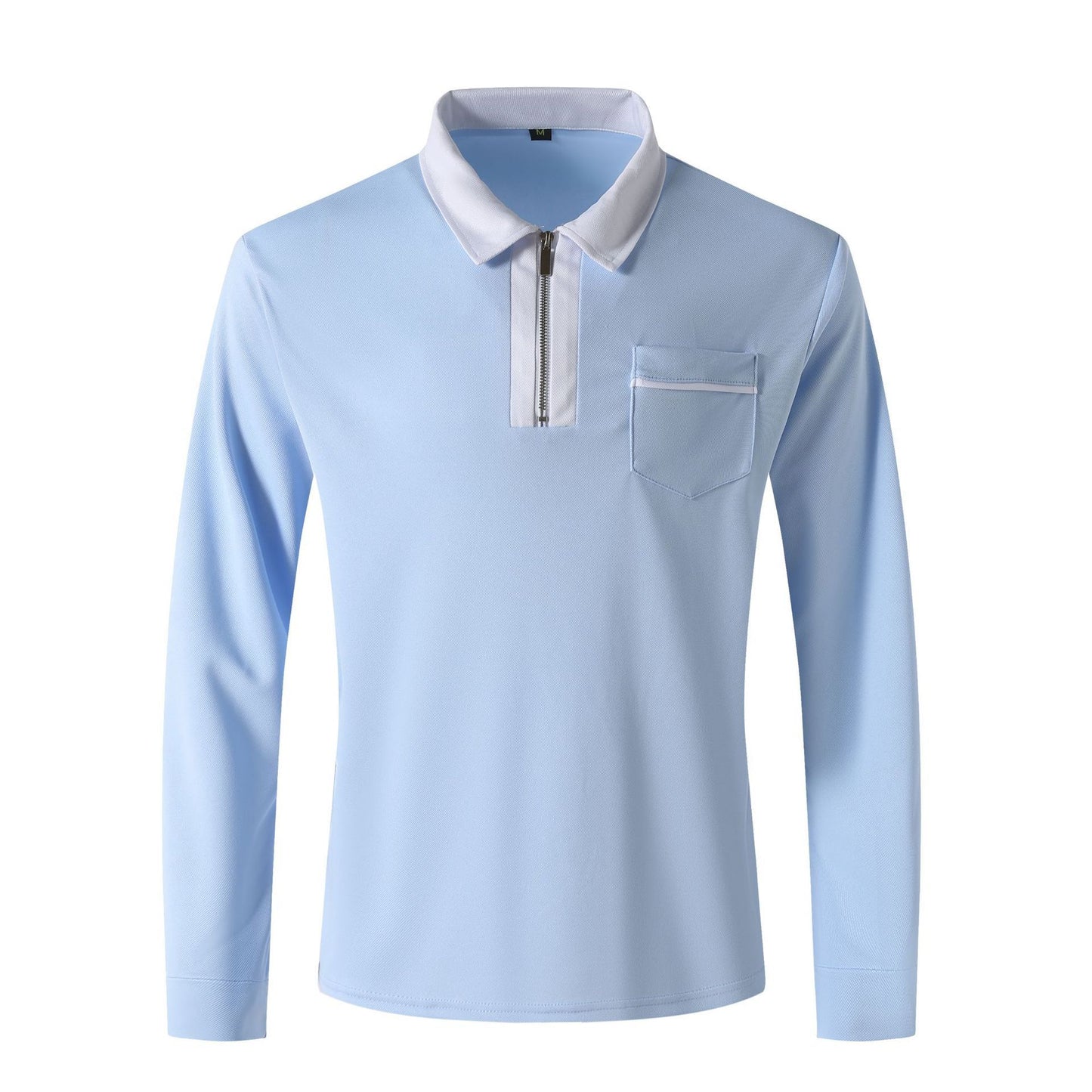 20240 automne hommes manches longues à fermeture éclair polo décontracté col à revers Zip Up Henley chemises coton sport golf tennis T-shirts avec poches