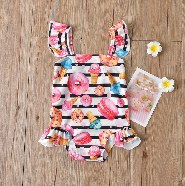 Maillot de bain rayé pour fille beignet