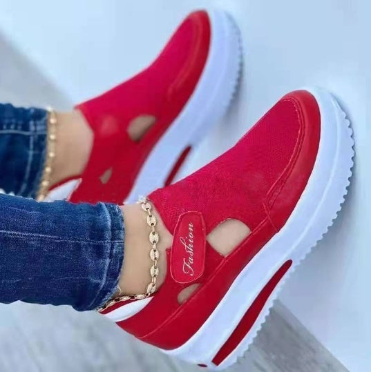 Respirant Casual Chaussures Talon Compensé Plate-Forme Évider Chaussures