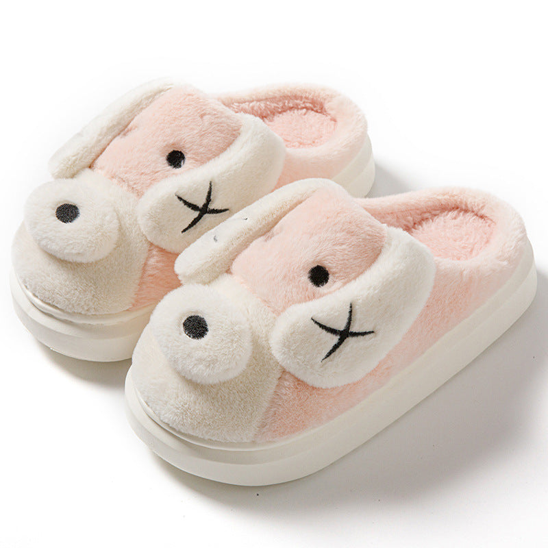 Pantoufles en peluche pour chien de dessin animé, chaussures de maison en hiver antidérapantes et chaudes | chaussures de maison à fond épais pour la maison