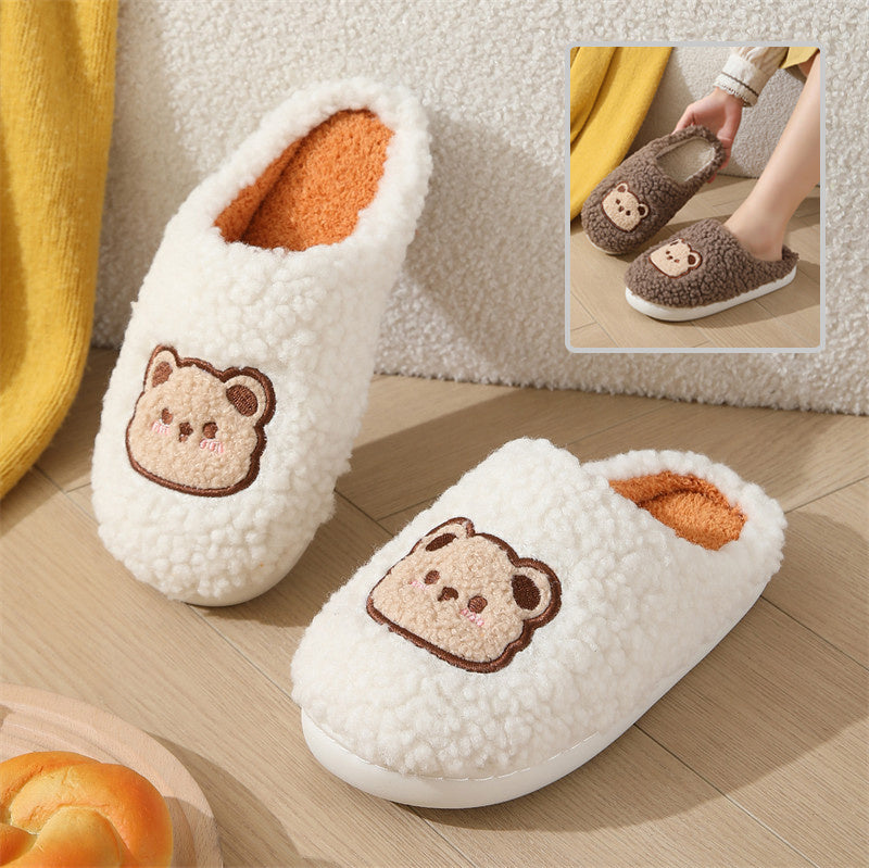 Pantoufles d'ours de dessin animé pour couples, pantoufles chaudes de plancher antidérapantes pour la maison des hommes et des femmes | chaussures de maison