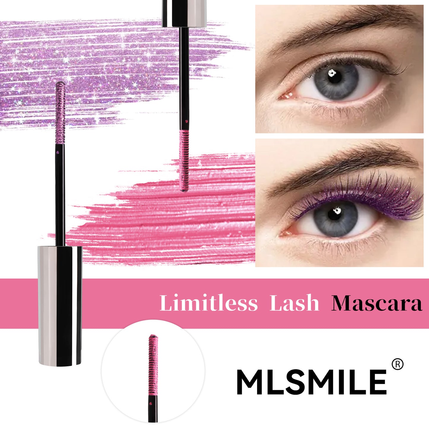 Mascara de couleur nacré mince et scintillant imperméable pas maculé