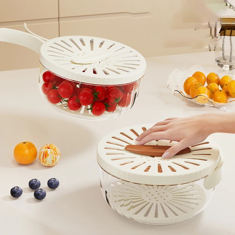 Panier de vidange avec couvercle Cuisine fruits Lavage Réfrigérateur Boîte de rangement