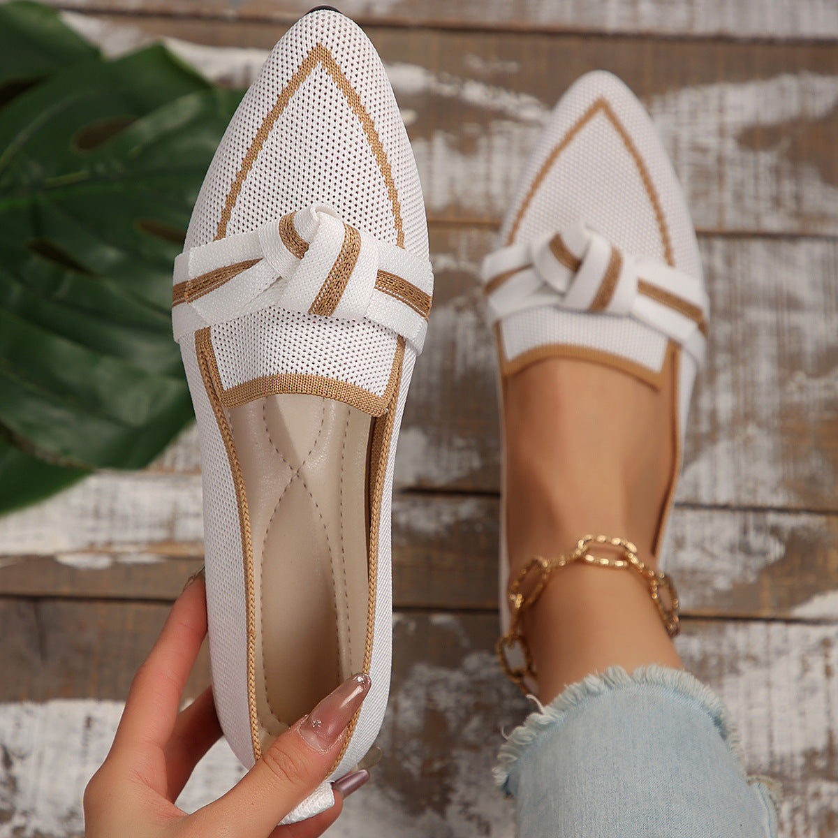 Chaussures plates à bout pointu pour femmes,
