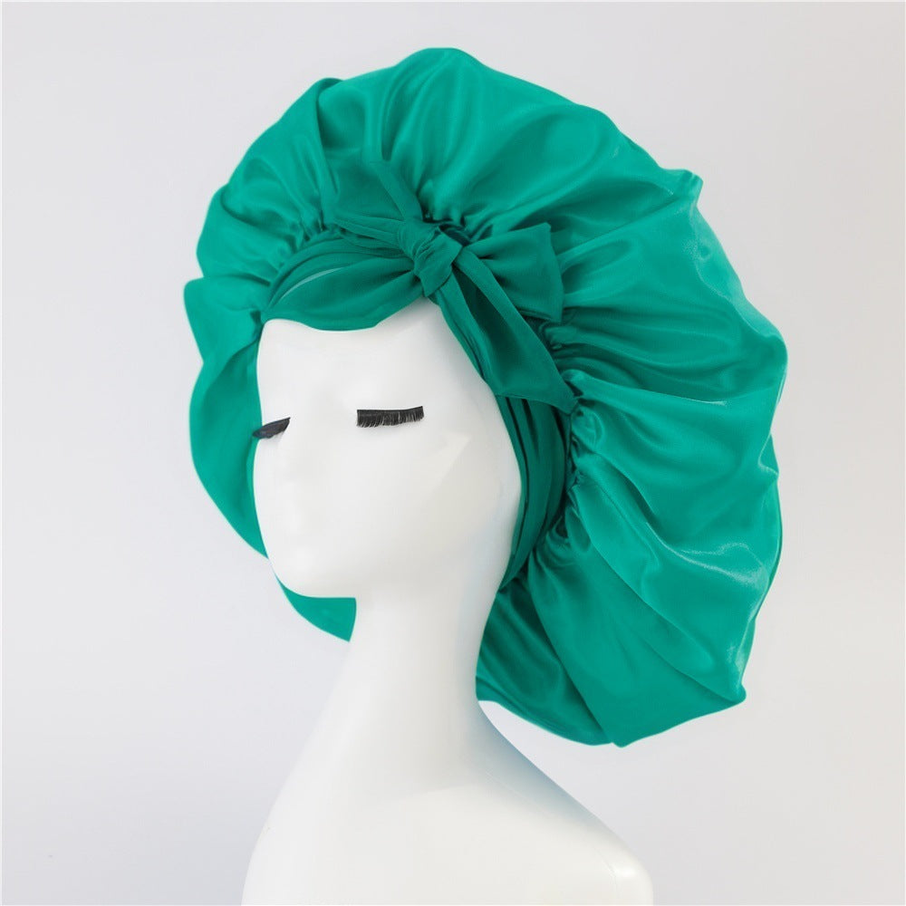 Nouveau Bonnet de soie pour femmes endormies en satin Bonnet de nuit Bonnet de sommeil écharpe pour cheveux bouclés avec bande de cravate pour cheveux bouclés