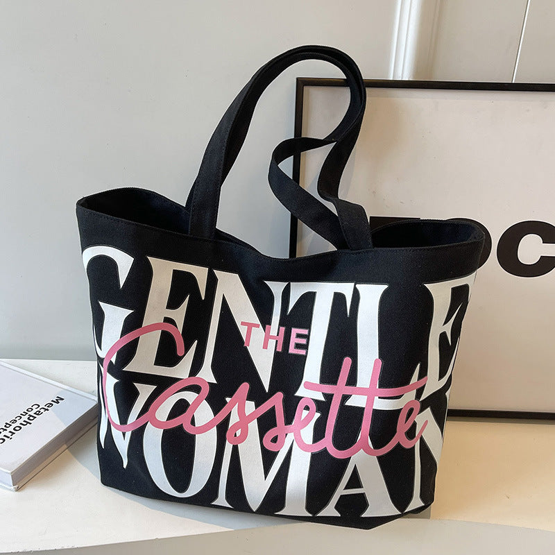 Lettre imprimée fourre-tout à la mode grande capacité sacs en toile pour femmes sac à main mignon doux sac à bandoulière