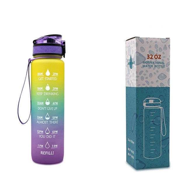 1L Tritan Bouteille D'eau Avec Marqueur de Temps Rebond Couverture de Motivation Bouteille D'eau Vélo Étanche Tasse Pour Les Sports De Fitness Bouteilles