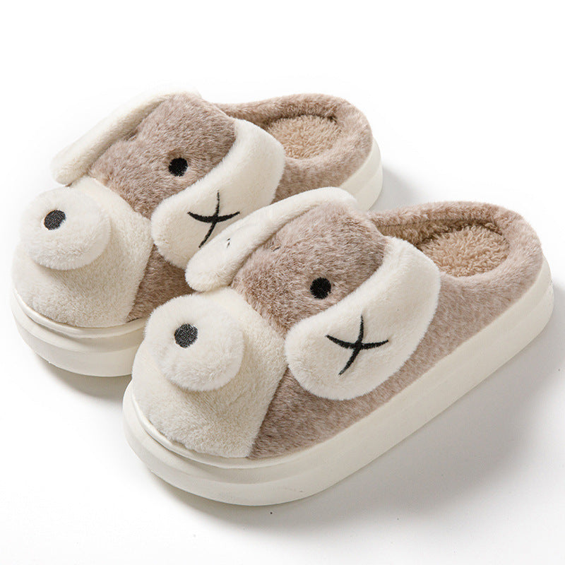Pantoufles en peluche pour chien de dessin animé, chaussures de maison en hiver antidérapantes et chaudes | chaussures de maison à fond épais pour la maison