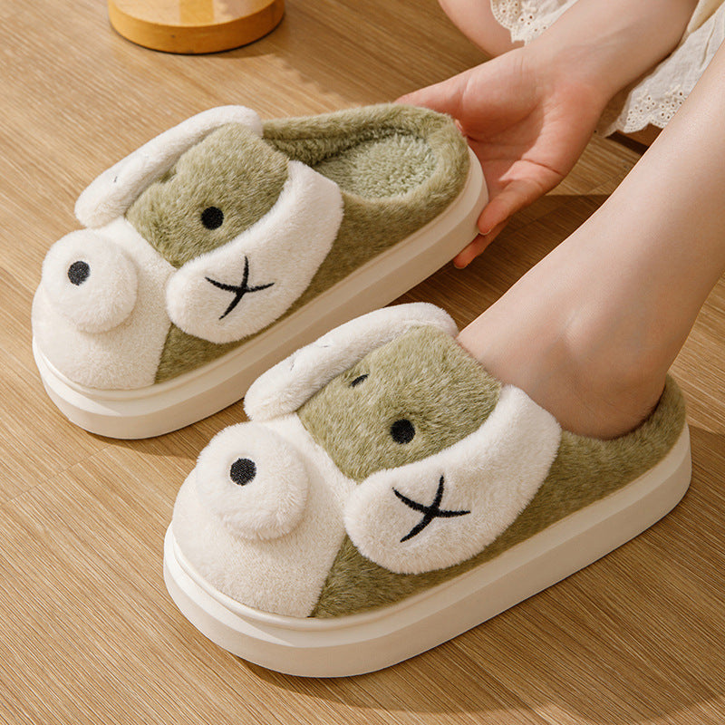 Pantoufles en peluche pour chien de dessin animé, chaussures de maison en hiver antidérapantes et chaudes | chaussures de maison à fond épais pour la maison