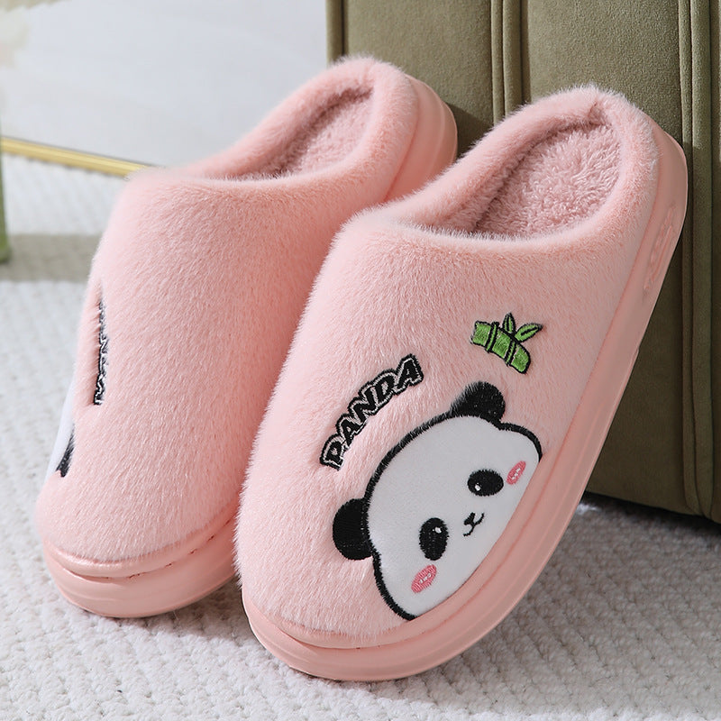 Mignon Cartoon Panda Pantoufles Accueil Hiver Chaud-plancher à semelles Chambre Pantoufle Couples Maison Chaussures