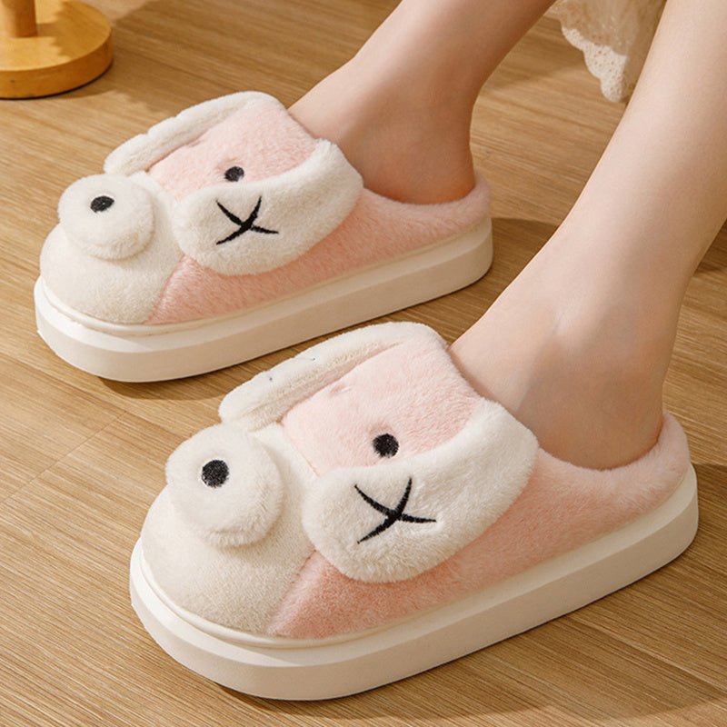 Pantoufles en peluche pour chien de dessin animé, chaussures de maison en hiver antidérapantes et chaudes | chaussures de maison à fond épais pour la maison