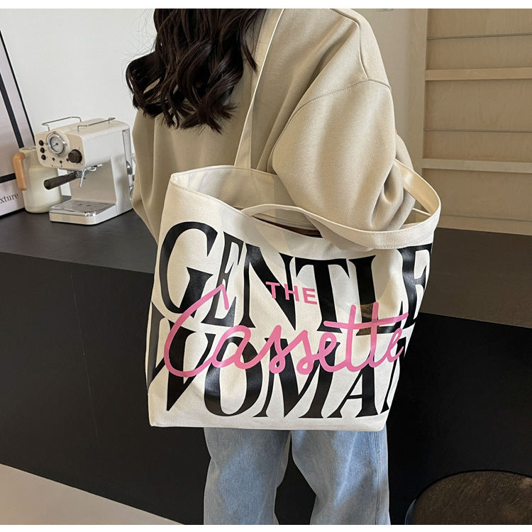 Lettre imprimée fourre-tout à la mode grande capacité sacs en toile pour femmes sac à main mignon doux sac à bandoulière