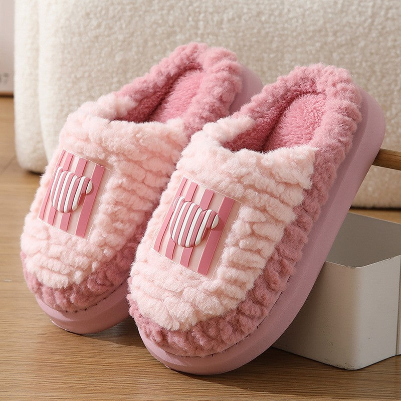 Nouvelle couleur assortie à l'agneau pantoufles d'intérieur Couple antidérapant de plancher de chambre à coucher chaussures de maison chaudes d'hiver pour femmes hommes