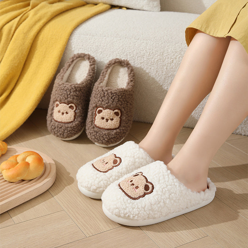 Pantoufles d'ours de dessin animé pour couples, pantoufles chaudes de plancher antidérapantes pour la maison des hommes et des femmes | chaussures de maison