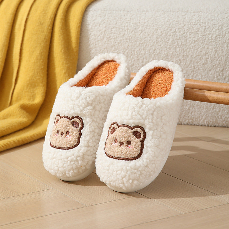 Pantoufles d'ours de dessin animé pour couples, pantoufles chaudes de plancher antidérapantes pour la maison des hommes et des femmes | chaussures de maison