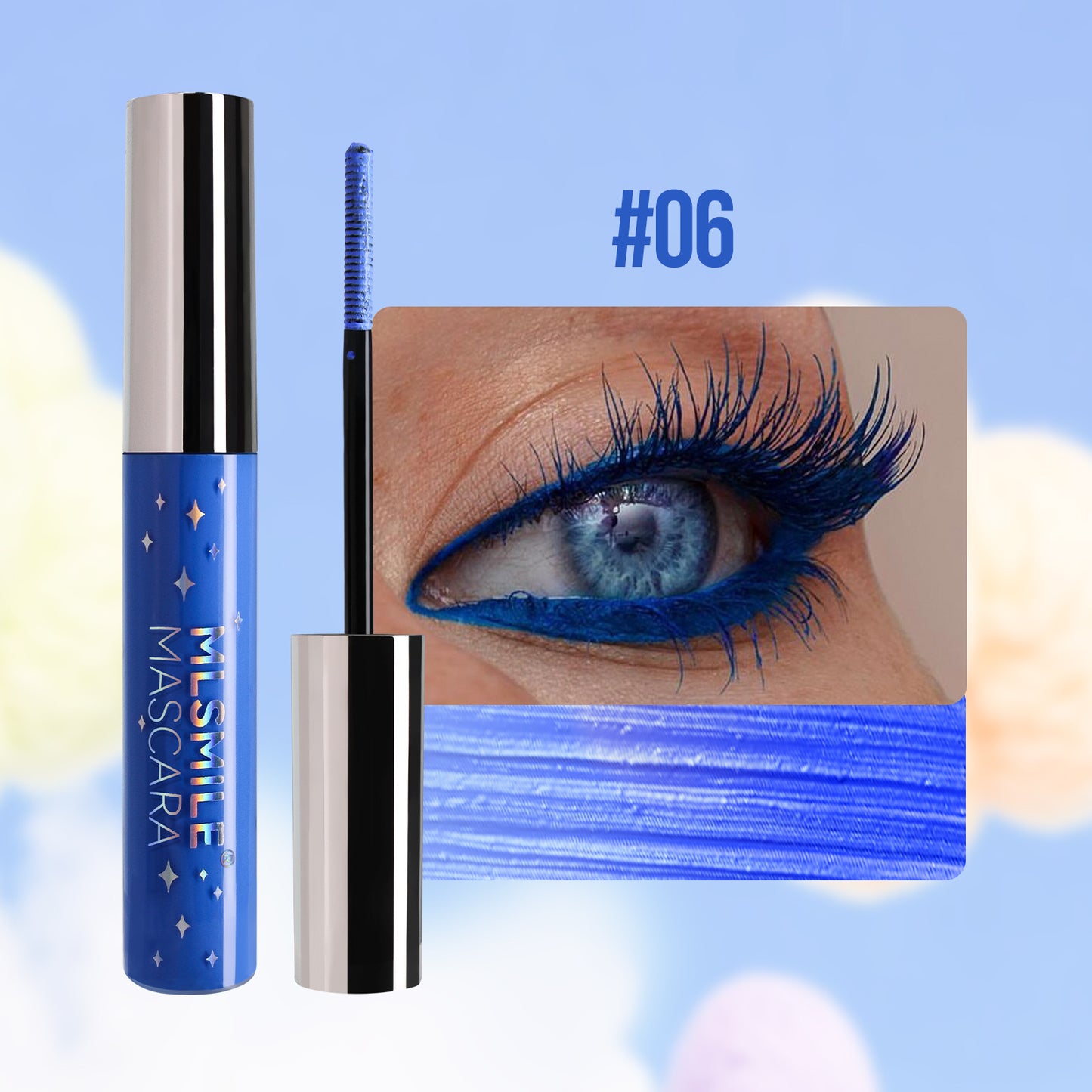 Mascara de couleur nacré mince et scintillant imperméable pas maculé