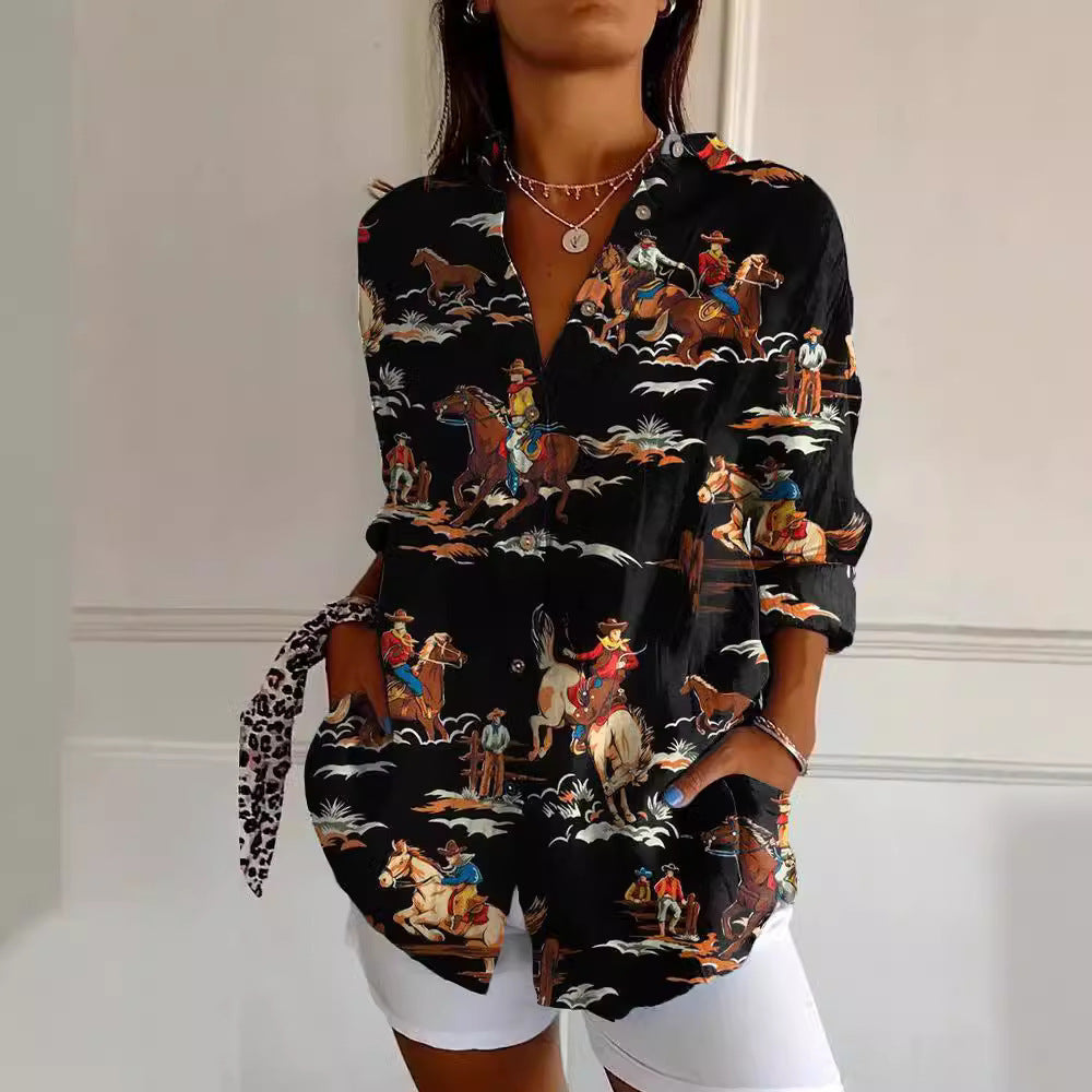 Chemise d'été imprimée à motif animal pour femmes