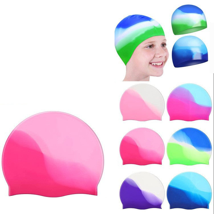 Silicone Casquette de Natation Gradient Couleur Blocage Impression Étanche