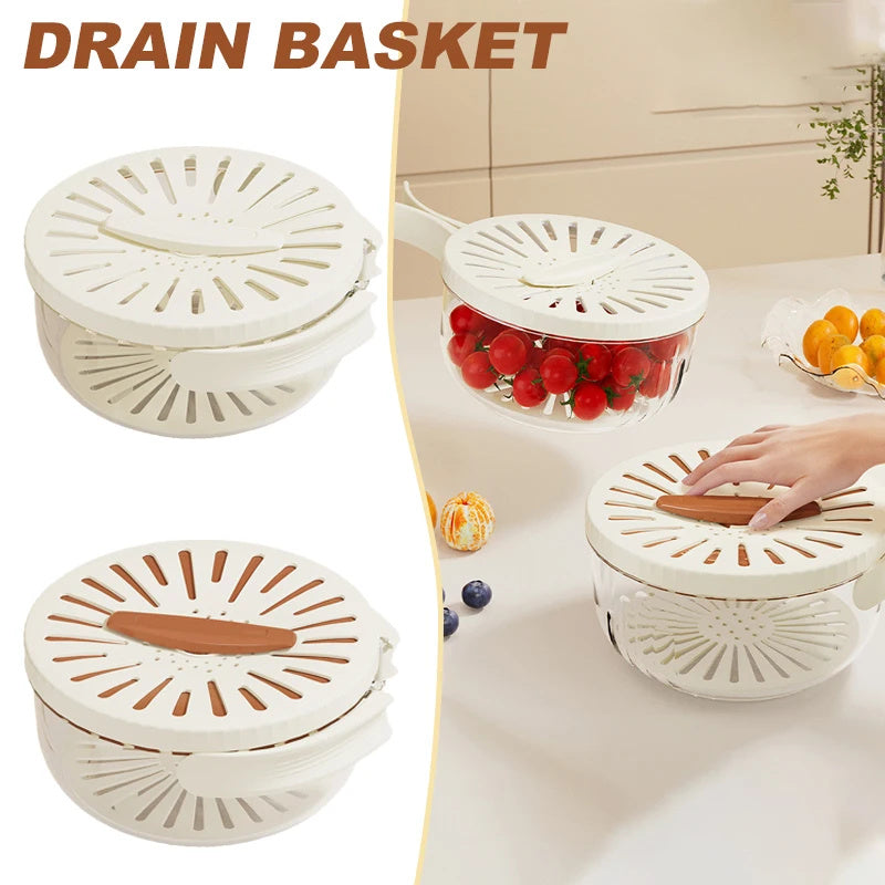 Panier de vidange avec couvercle Cuisine fruits Lavage Réfrigérateur Boîte de rangement