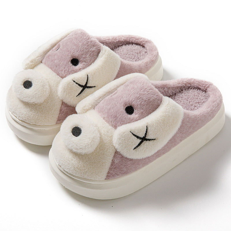 Pantoufles en peluche pour chien de dessin animé, chaussures de maison en hiver antidérapantes et chaudes | chaussures de maison à fond épais pour la maison