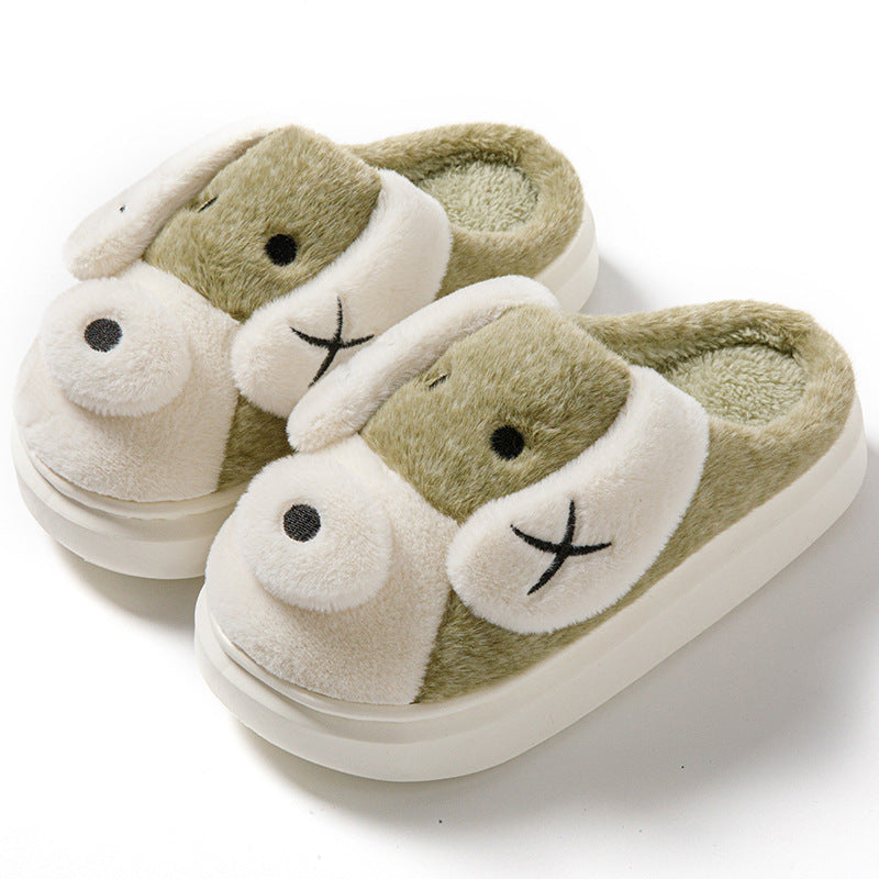 Pantoufles en peluche pour chien de dessin animé, chaussures de maison en hiver antidérapantes et chaudes | chaussures de maison à fond épais pour la maison