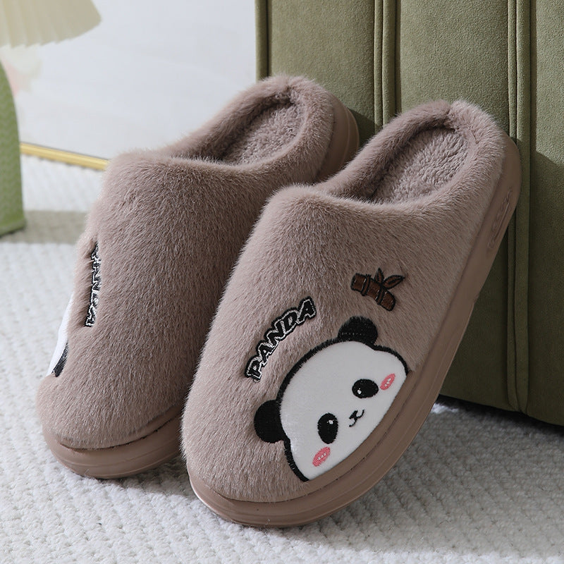 Mignon Cartoon Panda Pantoufles Accueil Hiver Chaud-plancher à semelles Chambre Pantoufle Couples Maison Chaussures