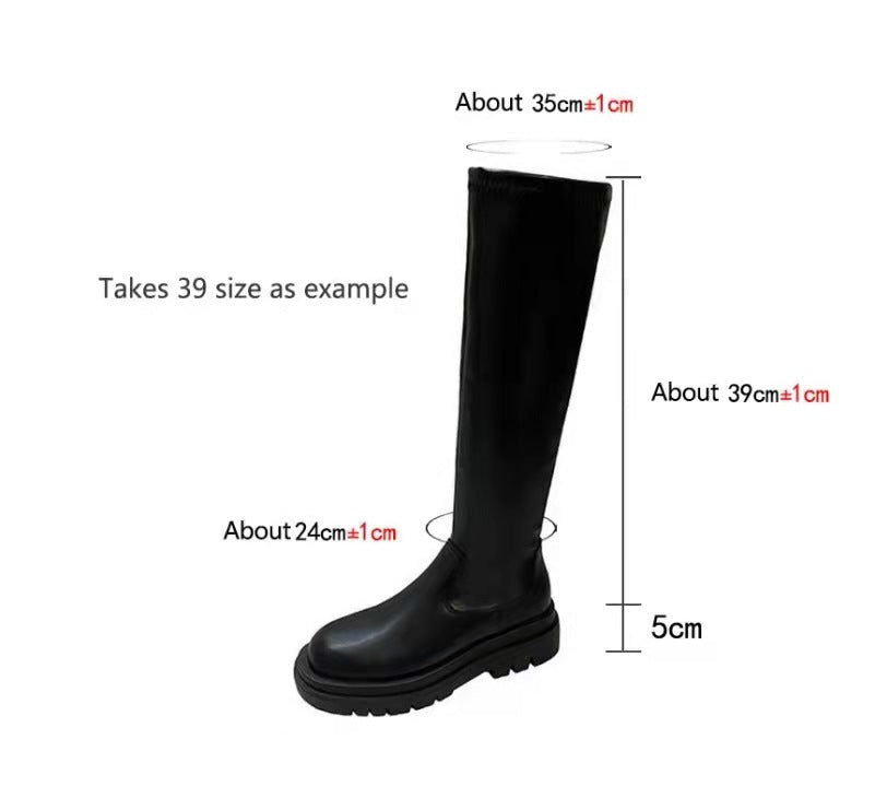 Bottes épaisses à talons épais pour femmes, bottes longues en cuir pour chevaliers | bottes d'hiver à la mode