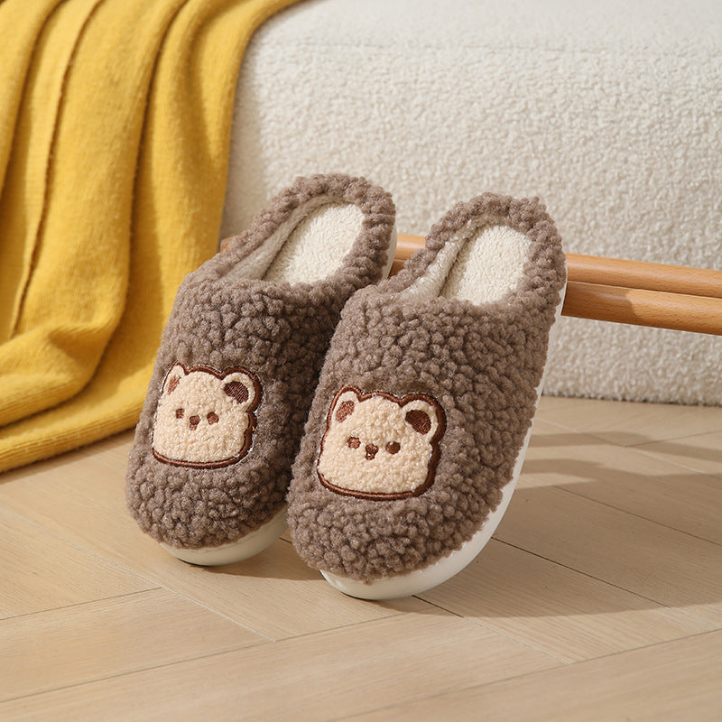 Pantoufles d'ours de dessin animé pour couples, pantoufles chaudes de plancher antidérapantes pour la maison des hommes et des femmes | chaussures de maison