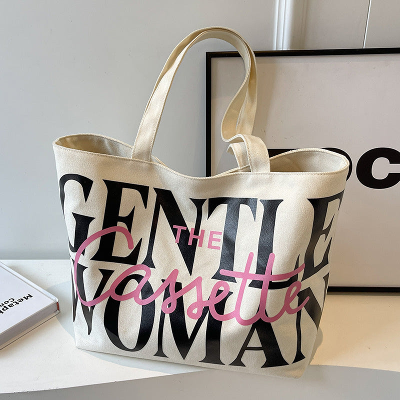 Lettre imprimée fourre-tout à la mode grande capacité sacs en toile pour femmes sac à main mignon doux sac à bandoulière