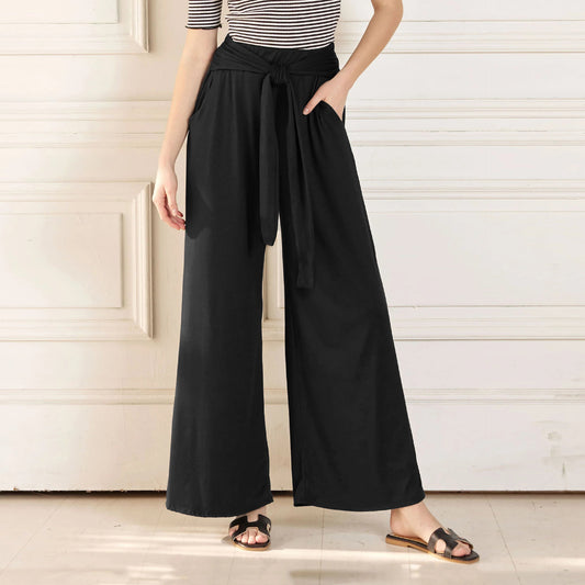Pantalon à lacets de couleur unie pour femme